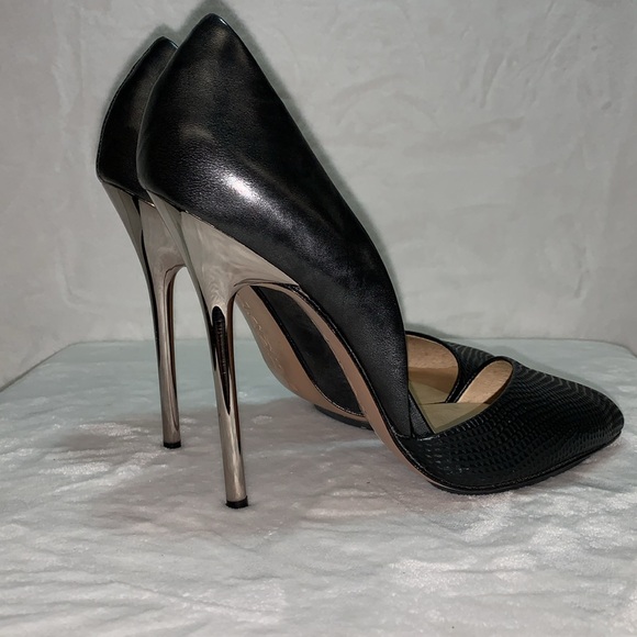 L.A.M.B. Trina D'Orsay Pump Black Leather/Chrome Heel women’s size 8.5 - Picture 4 of 8